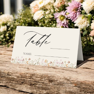 Carte De Placement Boho Chic Fleur sauvage Mariage Numéro de table
