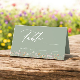 Carte De Placement Boho Chic Fleur sauvage Mariage Numéro de table