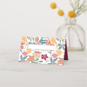 Carte De Placement Boho Chic Floral Mariage Rétro Milieu de Siècle