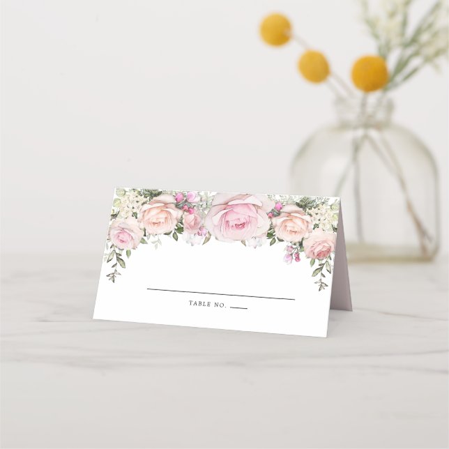 Carte De Placement Boho Chic Rose Floral Rose (Devant)