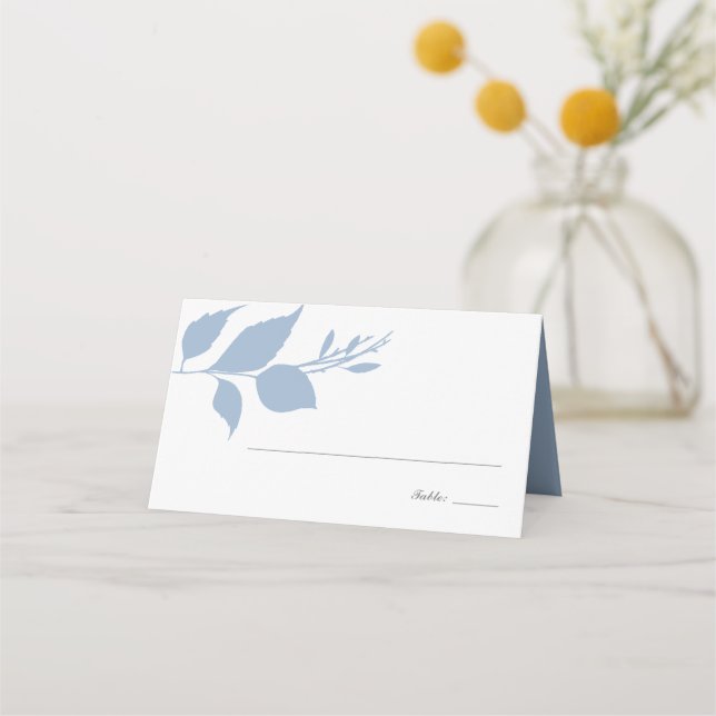 Carte De Placement Boho Dusty Blue Foliing Mariage Carte Place (Devant)