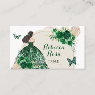 Carte De Placement Boho Emerald Green Princess Quinceañera