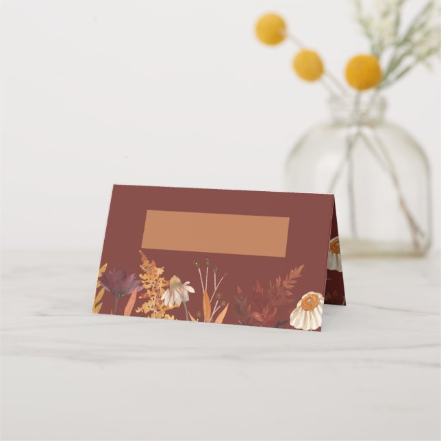 Carte De Placement Boho Fleur sauvage Terracotta Mariage de automne d (Devant)