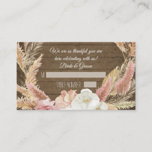 Carte De Placement Boho Floral Rustique Bois Pampas Grass Plaques
