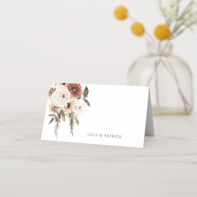 Carte De Placement Boho Floral Terracotta Mariage (Dos)
