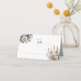 Carte De Placement Boho Herbe de Pampas Floral Bleu Poussiéreux, Mode