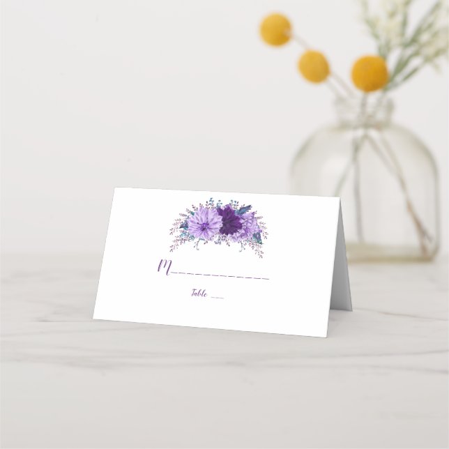 Carte De Placement Boho Lavender Floral Plum Purple Numéro de tableau (Dos)
