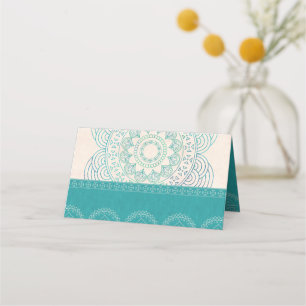 Carte De Placement Boho Mandala Elegant Mariage Turquoise Table