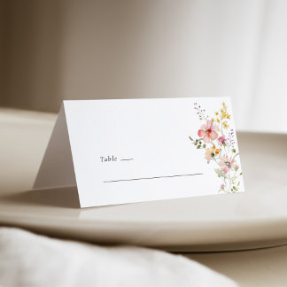 Carte De Placement Boho Meadow Wildflower Wedding Place Card