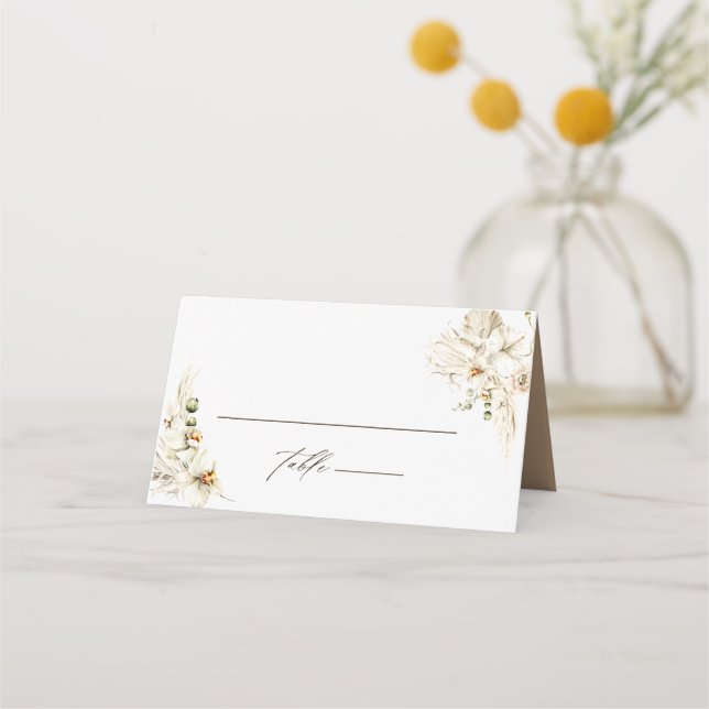 Carte De Placement Boho Pampas Orchidée en herbe Mariage floral (Devant)