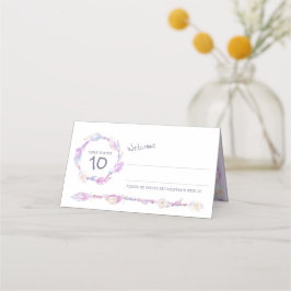 Carte De Placement Boho plume perle mariage pourpre