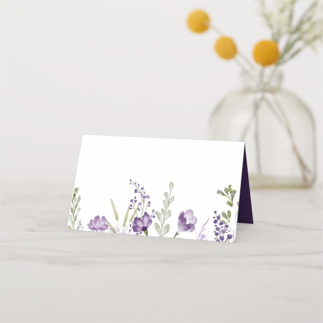 Carte De Placement Boho Purple Fleur sauvage Floral Mariage Place Car (Devant)