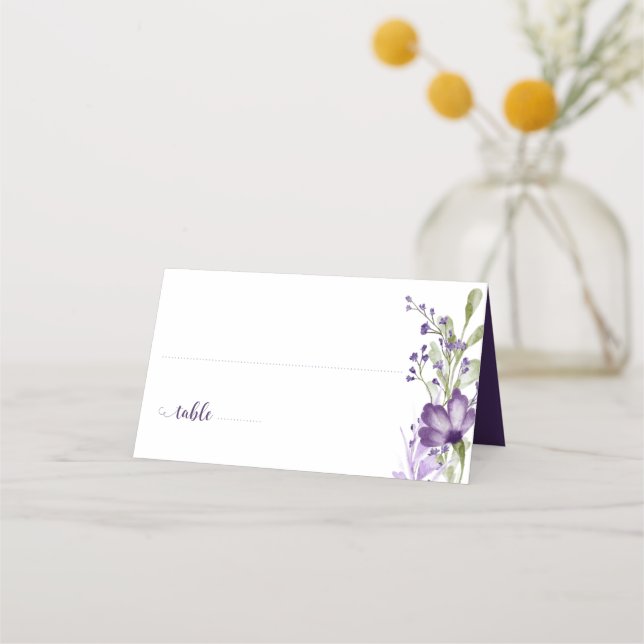 Carte De Placement Boho Purple Fleur sauvage Mariage Floral (Devant)