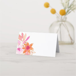 Carte De Placement Boho Rose Orange Fleurs Mariage Blanc