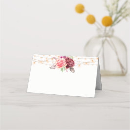 Carte De Placement Boho Roses plumes Mariage