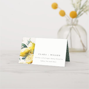 Carte De Placement Boho Rustique Jaune Lemon Jardin Aquarelle Mariage