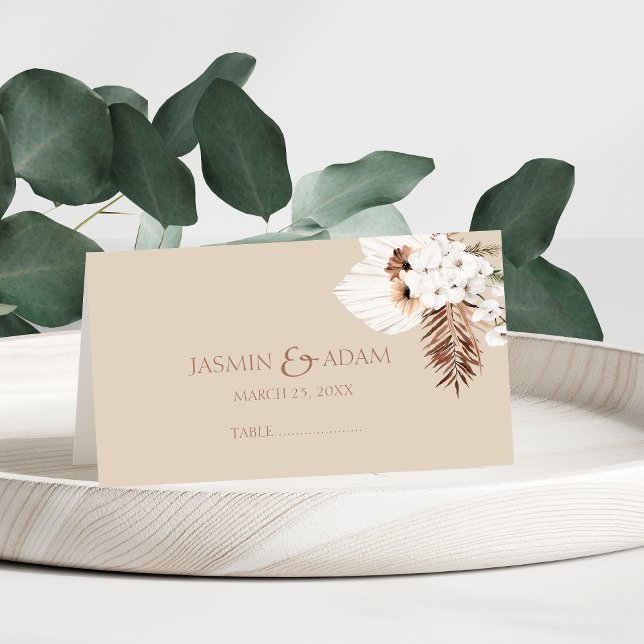 Carte De Placement Boho Terracotta Beige Pampas Grass Mariage Floral (Boho Terracotta Beige Pampas Grass Floral Wedding Place Card)