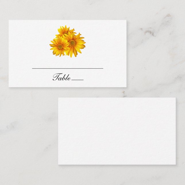 Carte De Placement Boho Tournesol Pays Jaune Fête de Mariage Floral (Devant / Derrière)