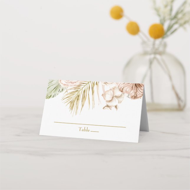 Carte De Placement boho Tropical Floral et Palm Mariage (Devant)