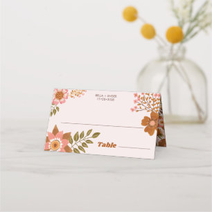 Carte De Placement Boho vintage Botanical Fall Flowers Dîner Mariage