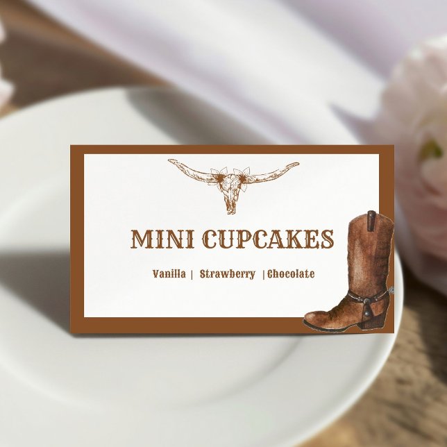 Carte De Placement Boho Western Cowboy Mariage buffet Mini cupcake (Créateur téléchargé)