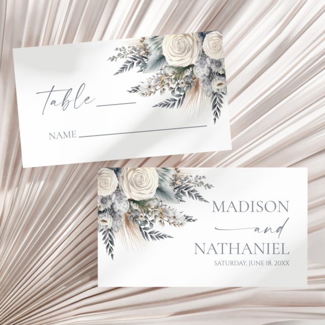 Carte De Placement Boho White Rose Floral Mariage Jardin (Créateur téléchargé)