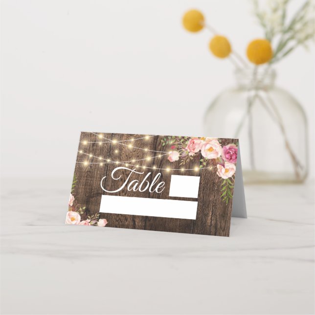 Carte De Placement Bois et roses roses roses Mariage (Devant)