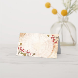 Carte De Placement Bois rustique Feuilles d'automne Thanksgiving