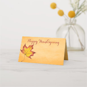 Carte De Placement Bon thanksgiving Message d'automne Table de feuill