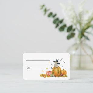 Carte De Placement Bonne Halloween mignonne Cartoon sorcière souris P