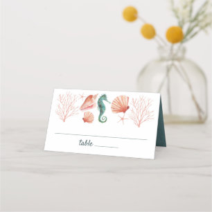 Carte De Placement Bord de mer Beach Blue Watercolor Mariage