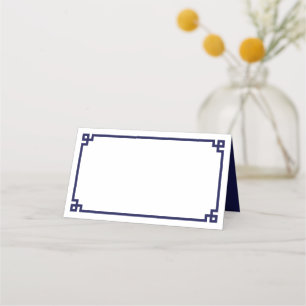 Carte De Placement Bordure grecque bleue marine pour mariage