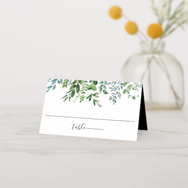 Carte De Placement Botanique Verdure Mariage noir (Devant)