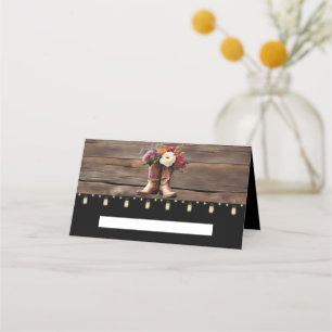 Carte De Placement Bottes Western Cowboy Floral Elegant Mason Jar