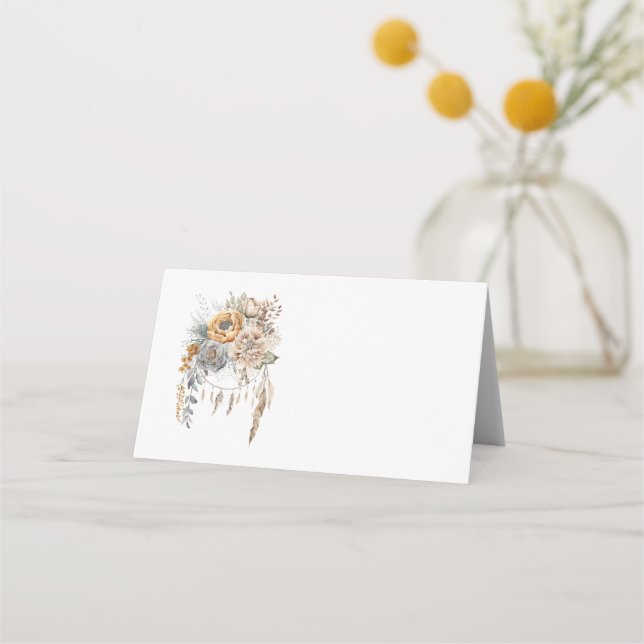 Carte De Placement Bouquet de fleurs Boho et Dreamcatcher (Devant)
