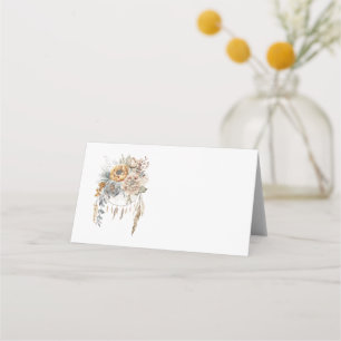 Carte De Placement Bouquet de fleurs Boho et Dreamcatcher