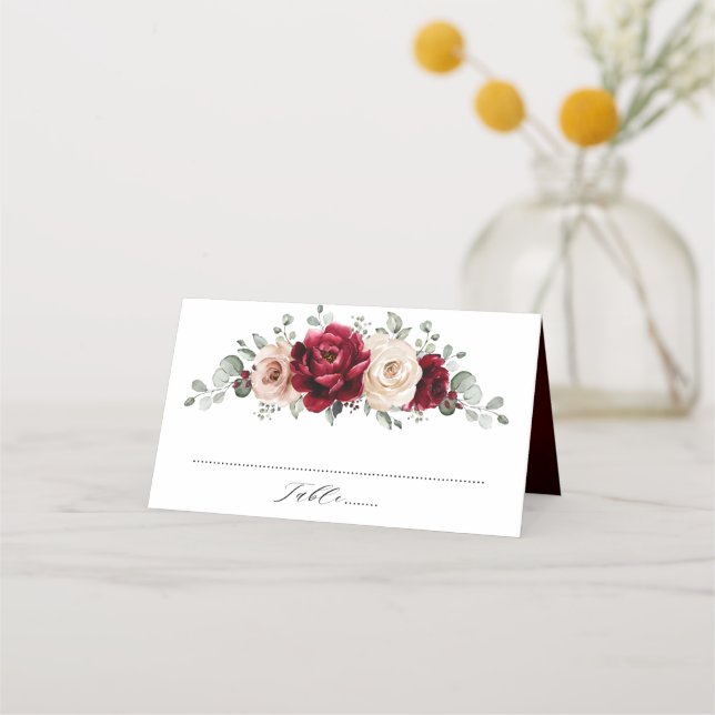 Carte De Placement Bourgogne Champagne Ivory Mauve Rose Floral Mariag (Devant)