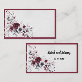 Carte De Placement Bourgogne profond gris argent aquarelle floral per