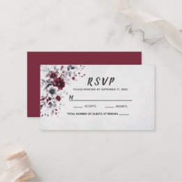 Carte De Placement Bourgogne profond gris argent aquarelle floral per
