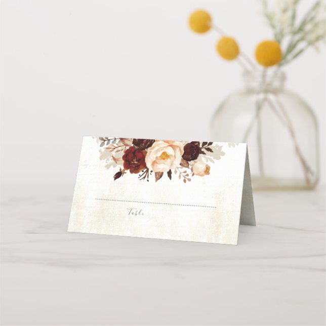 Carte De Placement Bourgogne Rustic Flowers Mariage (Devant)