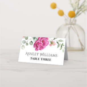Carte De Placement Branche Eucalyptus rose fleurs mariage