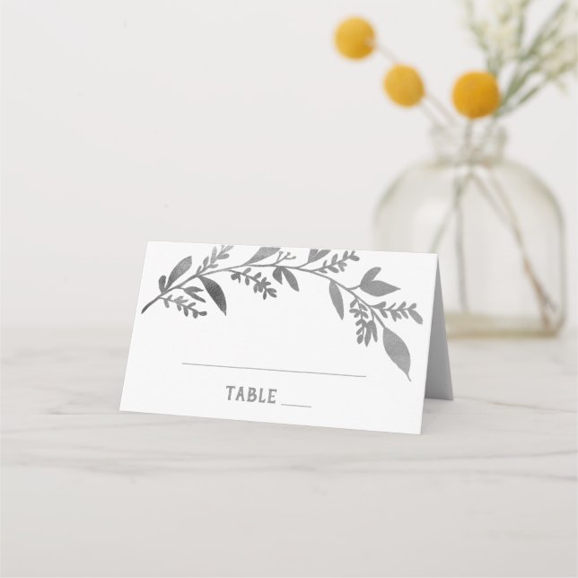 Carte De Placement Branches courbes | Mariage argenté (Devant)