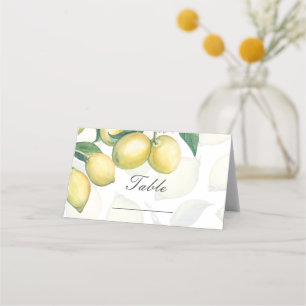 Carte De Placement Branches de citron blanc et jaune numéro de table