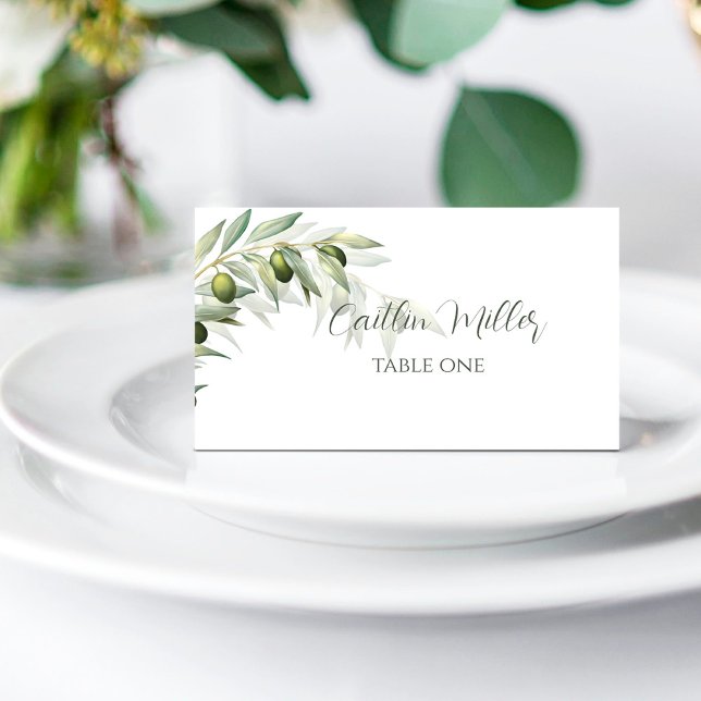 Carte De Placement Branches d'olive Aquarelle Mariage rustique (Créateur téléchargé)