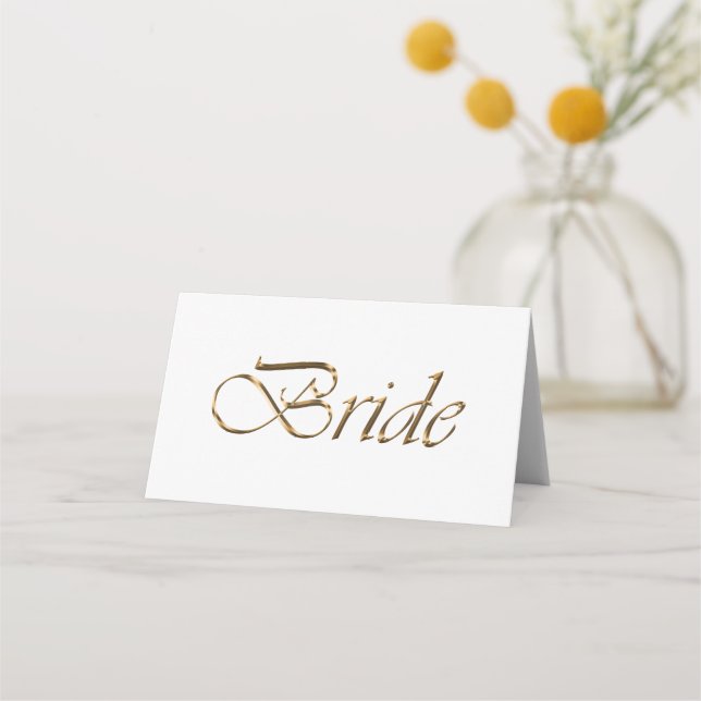 Carte De Placement Bride Elegant or script Réservé table Mariage (Devant)