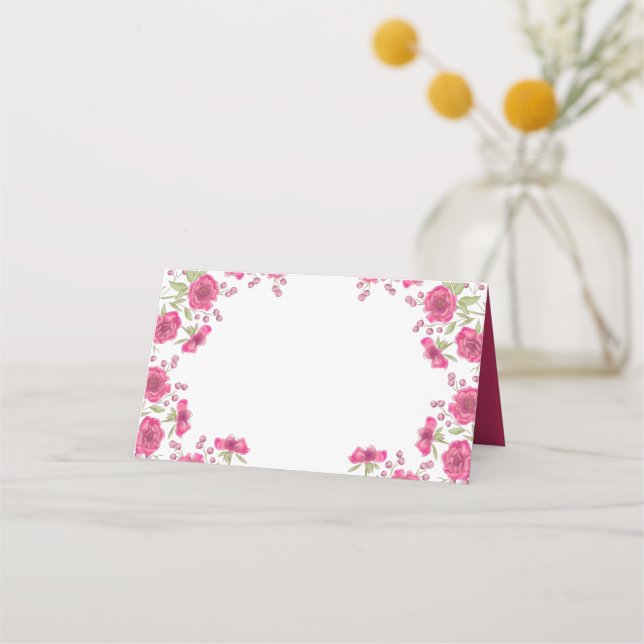 Carte De Placement Bright Pink Rose Wedding (Devant)