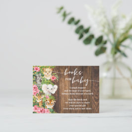 Carte De Placement Bring a Book Rustic Pink Safari Baby Shower Card
