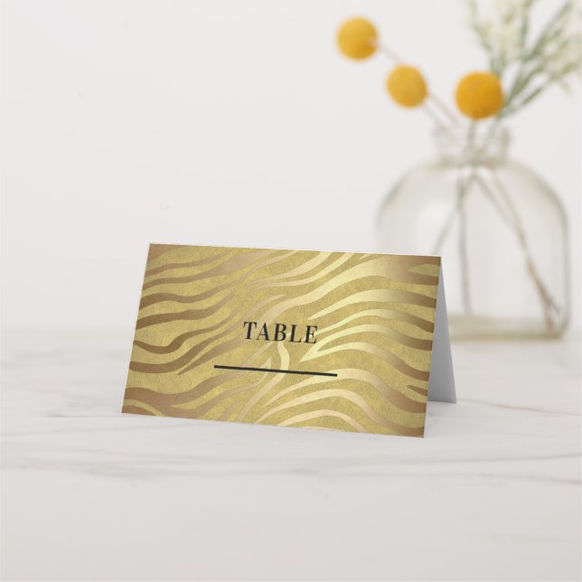 Carte De Placement Bronze d'or Zebra Print Jungle Safari Glam (Devant)