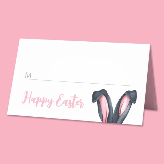 Carte De Placement Broustillante Oreilles Joyeuses Pâques (Cute Bunny Ears Happy Easter Place Card)