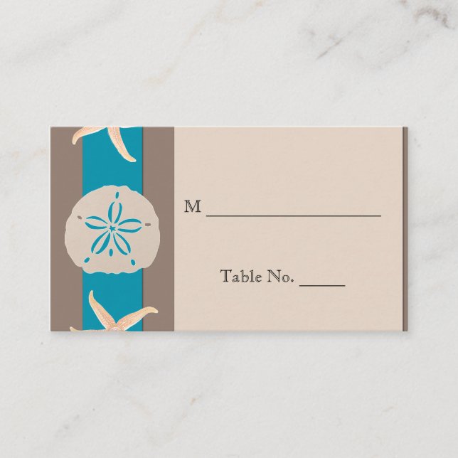 Carte De Placement Brown Turquoise Band Starfish Mariage Plaques (Devant)